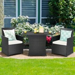 Costway 3PCS Patio Rattan Furniture Set Cushion Sofa Armrest Garden Deck -Outdoor Deals Garden Store GUEST 6037d9da 226f 4235 986e b5a660bd6cc8
