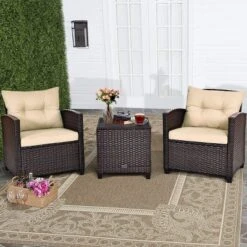 Costway 3PCS Patio Rattan Furniture Set Cushioned Conversation Set Sofa -Outdoor Deals Garden Store GUEST 6117da74 f9ea 4205 af71 7f2026caa16c