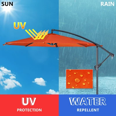 Costway 10 Ft Hanging Umbrella Patio Sun Shade Offset Outdoor Market Cross Base Orange 6 Costway 10 Ft Hanging Umbrella Patio Sun Shade Offset Outdoor Market Cross Base Orange - Image 6
