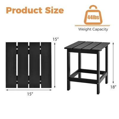 Costway 2 PCS Patio 15'' End Side Coffee Table Square Wooden Slat Deck WhiteBlackGray 2 Costway 2 PCS Patio 15'' End Side Coffee Table Square Wooden Slat Deck WhiteBlackGray - Image 2