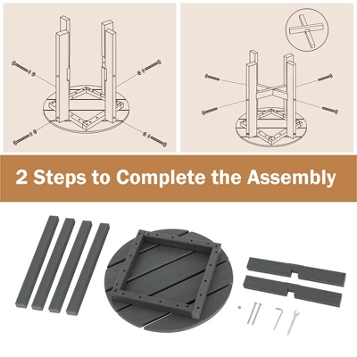 Costway Patio 18'' Adirondack Round Side Table All Weather HDPE End Table Outdoor Grey 8 Costway Patio 18'' Adirondack Round Side Table All Weather HDPE End Table Outdoor Grey - Image 8