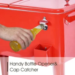 Costway Red Outdoor Patio 80 Quart Cooler Cart Ice Beer Beverage Chest Party Portable -Outdoor Deals Garden Store GUEST 641c0482 5bdc 4a55 b9fe 4dca88086d2f