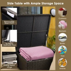 Costway 4PCS Outdoor Patio Rattan Furniture Set Cushioned Loveseat Storage Table -Outdoor Deals Garden Store GUEST 64225a40 6ad6 45c2 b9af ba96f638a7b5