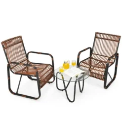Costway 3PCS Patio Rattan Furniture Set Conversational Sofa Coffee Table Garden -Outdoor Deals Garden Store GUEST 64398d9e 85d8 48a0 9093 1620720d3012