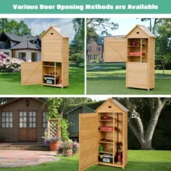 Costway Outdoor Storage Shed Lockable Wooden Garden Tool Storage Cabinet W/ Shelves -Outdoor Deals Garden Store GUEST 6454ce47 21ce 43e2 9f85 c3156de11b1d