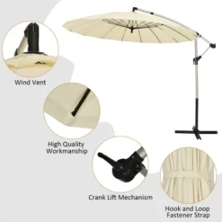 Costway 10ft Patio Offset Umbrella W/ Crank And Cross Base Aluminum -Outdoor Deals Garden Store GUEST 645855d7 f098 4e03 8238 d9aa30e62a97