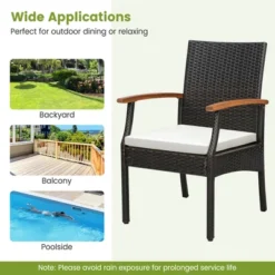 Costway Patio PE Wicker Chairs Acacia Wood Armrests With Soft Zippered Cushion Balcony -Outdoor Deals Garden Store GUEST 64e3dff6 97ad 4ac2 bf3b f6aef4a3e33f