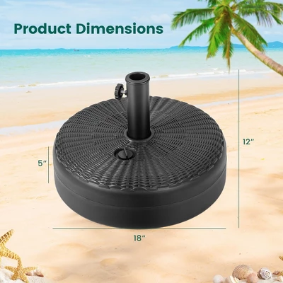 Costway 18'' Patio Fillable Round Umbrella Base Stand Holder Fit Pole 1.5''/1.9'' Weighted 2 Costway 18'' Patio Fillable Round Umbrella Base Stand Holder Fit Pole 1.5''/1.9'' Weighted - Image 2