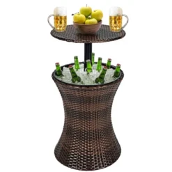 Costway Patio Rattan Cooler Bar Table Cocktail Coffee Table Height Adjustable -Outdoor Deals Garden Store GUEST 66679bf5 be8e 469b 8250 3368726d6510