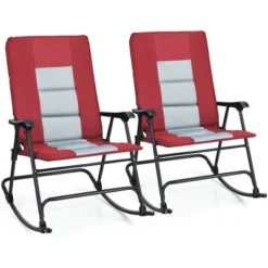 Costway Set Of 2 Padded Folding Rocking Chairs Patio Garden Yard Camping Red/Blue -Outdoor Deals Garden Store GUEST 66ab8391 bef9 4398 bfe4 419211d4b640