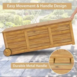 Costway 48 Gallon Acacia Wooden Patio Storage Deck Box Outdoor Storage Box With Wheels -Outdoor Deals Garden Store GUEST 675d2228 9ffd 4f2a a991 1ffab8250dd7
