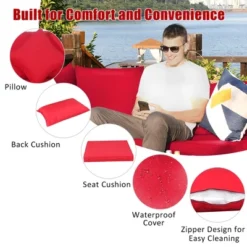 Costway 7PCS Patio Rattan Furniture Set Sectional Sofa Garden Red Cushion -Outdoor Deals Garden Store GUEST 676fb617 66d4 4811 b01d eea0ae48188a