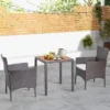 Costway 3PCS Patio Wicker Dining Set Acacia Wood Table Top With Cushioned Chairs Garden