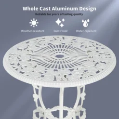 Costway 3PCS Cast Aluminum Patio Bistro Furniture Set Rose Design Outdoor White -Outdoor Deals Garden Store GUEST 684ee655 be38 41a2 bc42 06ff12d3b549