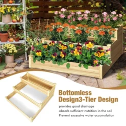 Costway 3-Tier Raised Garden Bed Wood Planter Kit For Flower Vegetable Herb 48x 48x 22in -Outdoor Deals Garden Store GUEST 69eca277 1e8e 418d 96a9 710812b7b783