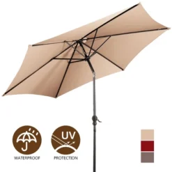 Costway 9FT Patio Umbrella Patio Market Steel Tilt W/ Crank Outdoor Yard Garden, White -Outdoor Deals Garden Store GUEST 6a344a02 1e20 45ba a9c8 2cf31c621332