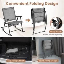 Costway 2pcs Patio Folding Rocking Chair Heavy-Duty Metal Frame Rockers Outdoor -Outdoor Deals Garden Store GUEST 6a5c7759 3689 4447 9124 370cd4012217