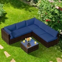 Costway 6PCS Patio Rattan Furniture Set Cushioned Sofa Coffee Table Garden -Outdoor Deals Garden Store GUEST 6c73ad0b b046 4864 b06d ae1066c80dd2