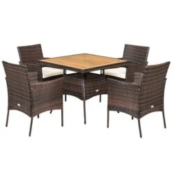 Costway 5PCS Patio Rattan Dining Furniture Set Arm Chair Wooden Table Top 17 Costway 5PCS Patio Rattan Dining Furniture Set Arm Chair Wooden Table Top -Outdoor Deals Garden Store GUEST 6ce49c14 82bb 4acc 8a99 94c1707e51d7