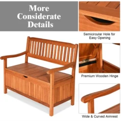Costway 42'' Storage Bench Deck Box Solid Wood Seating Container Tools Toys W/Backrest 16 Costway 42'' Storage Bench Deck Box Solid Wood Seating Container Tools Toys W/Backrest -Outdoor Deals Garden Store GUEST 6d0b41e7 ffc8 4905 a7f5 e41fb250f4a9
