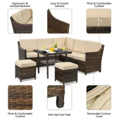 Costway 6PCS Patio Rattan Dining Sofa Furniture Set Ottoman Table Lower Shelf 12 Costway 6PCS Patio Rattan Dining Sofa Furniture Set Ottoman Table Lower Shelf -Outdoor Deals Garden Store GUEST 6d0c4e73 7114 4f6f abba 433da8d5505b