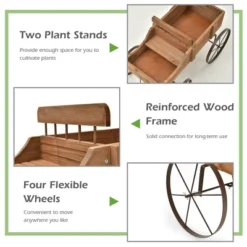 Costway Garden Plant Planter Wooden Wagon Planter W/ Wheel Garden Yard -Outdoor Deals Garden Store GUEST 6de2473c bbc2 4d4f bfe1 b7da5c908c9f