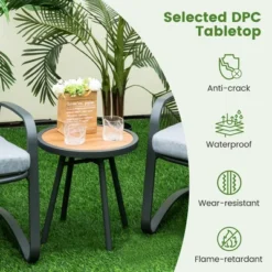 Costway 3pcs Patio Bistro Conversation Set DPC Tabletop Metal Cushioned Chairs Outdoor -Outdoor Deals Garden Store GUEST 6e66fd1e 3d8a 44c8 9914 145c9dc26fcc