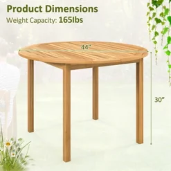 Costway Patio Dining Table Acacia Wood Round Outdoor Bistro Table 4-Person For Deck Lawn -Outdoor Deals Garden Store GUEST 6f37e331 fb51 491e 85ed 7696bc3ec3ea