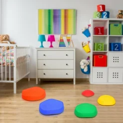 Costway 5pcs Kids Balance Stepping Stones Indoor & Outdoor Coordination & Balance Toy