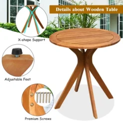 Costway 27'' Outdoor Round Table Solid Wood Coffee Side Bistro Table -Outdoor Deals Garden Store GUEST 6f72fa78 0b8c 48f7 be00 32ff2e64ad7f
