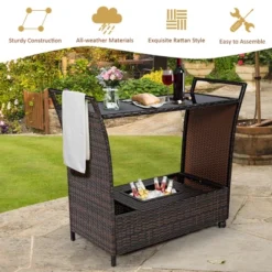 Costway Patio Rattan Bar Serving Cart Wheels Ice Bucket Glass Top Handle Garden 13 Costway Patio Rattan Bar Serving Cart Wheels Ice Bucket Glass Top Handle Garden -Outdoor Deals Garden Store GUEST 6f9dcc05 9c78 42ef adf8 e4e08bc38dbb