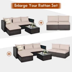 Costway 2PCS Patio Rattan Armless Sofa Sectional Conversation Furniture Set W/Cushion -Outdoor Deals Garden Store GUEST 6f9f7d12 35af 4a50 a94d f498e30ed8b2