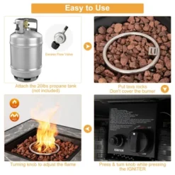 Costway 35'' Propane Gas Fire Pit Table Patio PE Wicker Rattan W/ Lava Rocks PVC Cover -Outdoor Deals Garden Store GUEST 709433a8 3085 43f5 b5fa 4e1889acbf09