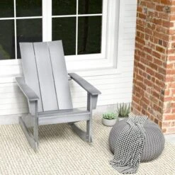 Costway Patio Adirondack Rocking Chair All Weather HDPE Porch Rocker 330lbs Grey Outdoor -Outdoor Deals Garden Store GUEST 714042ee 38f0 49bd a3ec 9db20e5b3248