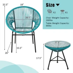 Costway 3PCS Patio Acapulco Furniture Bistro Set Plastic Rope Glass Table -Outdoor Deals Garden Store GUEST 716900f2 4816 4d56 95c0 f9bf0327136d