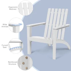 Costway 2PCS Patio Adirondack Chair Side Table Set Solid Wood Garden Deck White -Outdoor Deals Garden Store GUEST 716c1997 4797 40de a303 867ffd150fa9