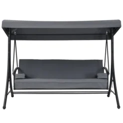 Costway Patio 3-Seat Porch Canopy Swing Converting Grey Cushion Pillow Adjust -Outdoor Deals Garden Store GUEST 72adffd4 7572 4513 a12a 5a32ef778e97