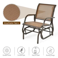 Costway Outdoor Single Swing Glider Rocking Chair Armrest Garden Porch Backyard GreyBrown -Outdoor Deals Garden Store GUEST 72fc966a f8fd 460e a128 80e5cb2bd2c0