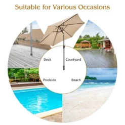 Costway 9Ft Outdoor Market Patio Table Umbrella Push Button Tilt Crank Lift Burgundy/Beige/Tan/Blue -Outdoor Deals Garden Store GUEST 73caf0d2 8564 4fe2 a4cf 0dd626805615