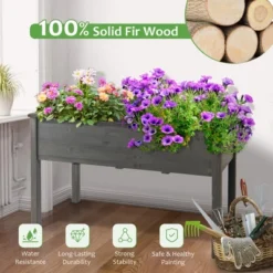 Costway Wooden Raised Vegetable Garden Bed Elevated Grow Vegetable Planter Grey 13 Costway Wooden Raised Vegetable Garden Bed Elevated Grow Vegetable Planter Grey -Outdoor Deals Garden Store GUEST 73e8495d e4fc 46cc 90e6 45072d23160a