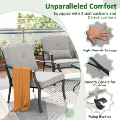 Costway 2 PCS Patio Metal Chairs Outdoor Dining Seat Heavy Duty With Cushions Garden Gray -Outdoor Deals Garden Store GUEST 7446d5a2 79f9 4682 8f16 19a157cf9abc