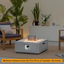 Costway 28'' Patio Fountain Fire Pit Table 50,000 BTU Square Propane Fire Pit WithPVC Cover -Outdoor Deals Garden Store GUEST 74befb72 ccab 4581 93cd d30f5bfaf167