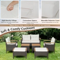 Costway 7PCS Patio Rattan Furniture Set Cushion Armrest Loveseat Ottoman Table -Outdoor Deals Garden Store GUEST 74d3ffbe 4ace 4665 a92d c9f472da2e2b