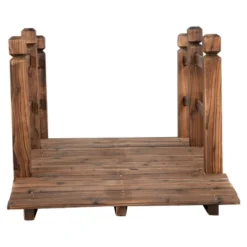 Costway 5' Wooden Bridge Stained Finish Decorative Solid Wood Garden Pond Arch Walkway -Outdoor Deals Garden Store GUEST 754dd40f 61e8 4b6f 9df5 f3bc1f48c26f