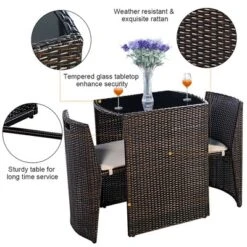 Costway 3 PCS Cushioned Outdoor Wicker Patio Set Garden Lawn Sofa Furniture Seat Brown No Assembly -Outdoor Deals Garden Store GUEST 75aea704 9e89 4794 ad83 23a490bdd064