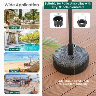 Costway 18'' Patio Fillable Round Umbrella Base Stand Holder Fit Pole 1.5''/1.9'' Weighted 7 Costway 18'' Patio Fillable Round Umbrella Base Stand Holder Fit Pole 1.5''/1.9'' Weighted - Image 7