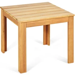 Costway Wooden Square Side End Table Patio Coffee Bistro Table Indoor Outdoor Natural -Outdoor Deals Garden Store GUEST 762f27b3 3d7d 4411 b761 1384fd2ab13b