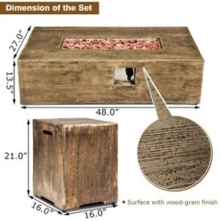 Costway 48''x27'' 50,000 BTU Propane Fire Pit Table Set W/ Side Table Tank Storage & Cover -Outdoor Deals Garden Store GUEST 7751968e f481 4184 8365 f3d83400b4e7