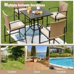 Costway 32'' Patio Square Bar Table Metal Cafe Bistro Table Garden Deck Black -Outdoor Deals Garden Store GUEST 77cb3dc4 1d2a 42e3 a16f 185604e75f2a