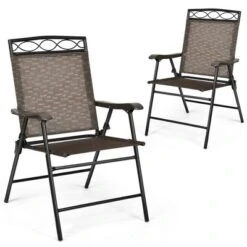Costway 2PCS Folding Chairs Patio Garden Outdoor W/ Steel Frame Armrest Footrest -Outdoor Deals Garden Store GUEST 786525bb 9a29 4cd4 a2e3 c27f4b9dfc8c